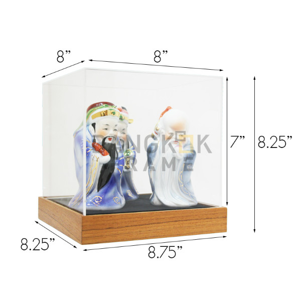 กรอบกล่องใสโชว์สินค้าฐานไม้